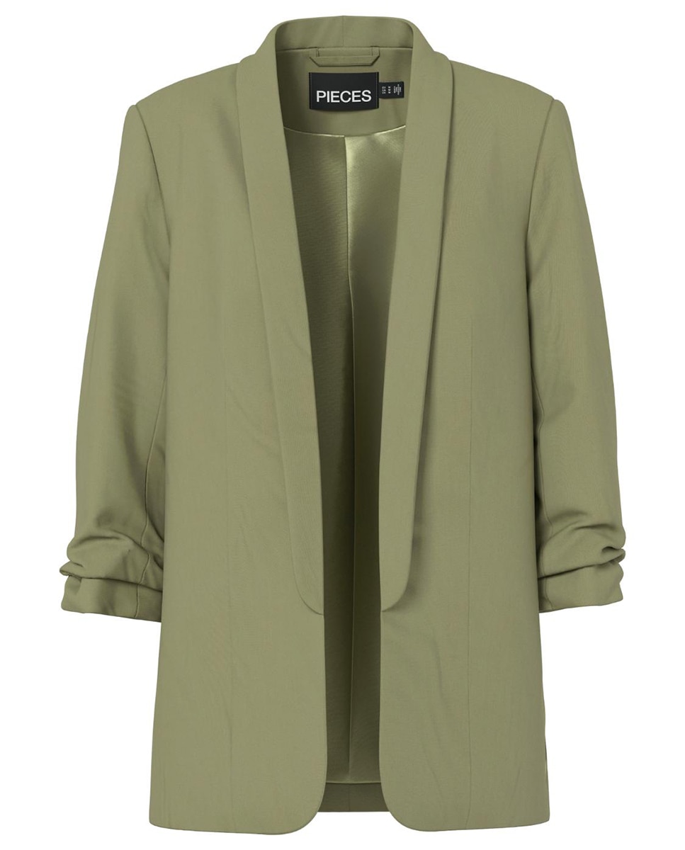 Blazer de mujer con mangas 3/4 y cuellos de solapa - Pieces - Kaki Kaki-4