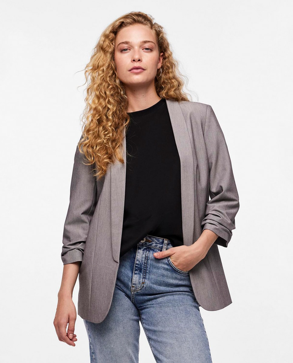 Imagem 0 de Blazer com mangas 3/4 e gola de lapela