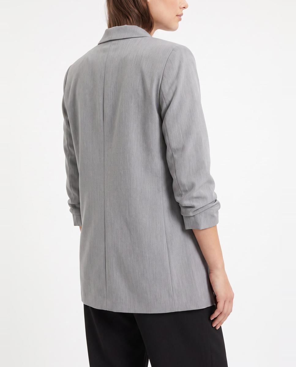 Blazer de mujer con mangas 3/4 y cuellos de solapa - Pieces - Gris Gris-2