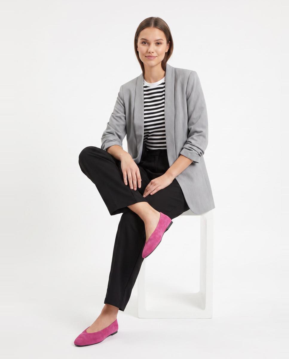 Blazer de mujer con mangas 3/4 y cuellos de solapa - Pieces - Gris Gris-6