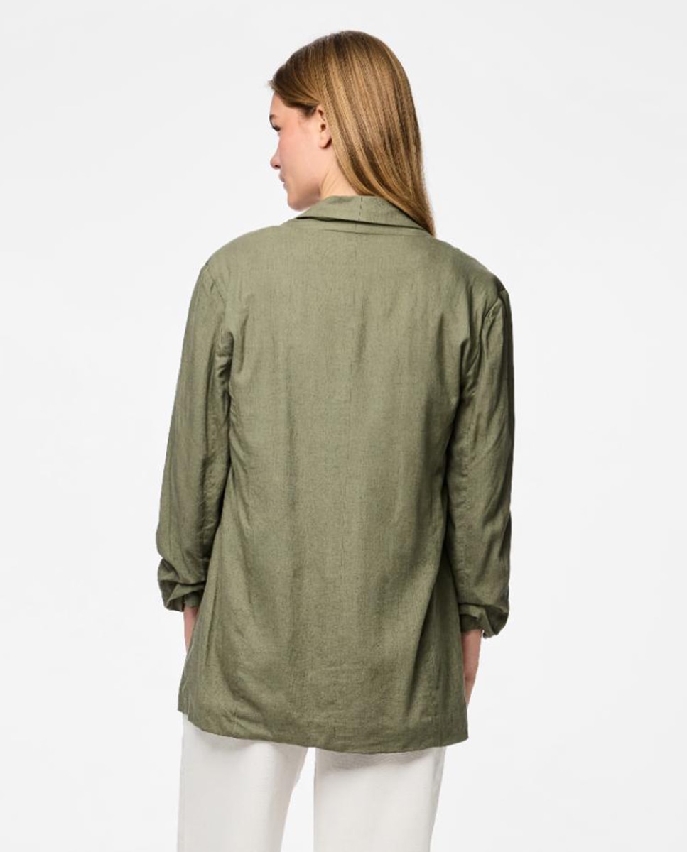Blazer de linho Verde pardo-2