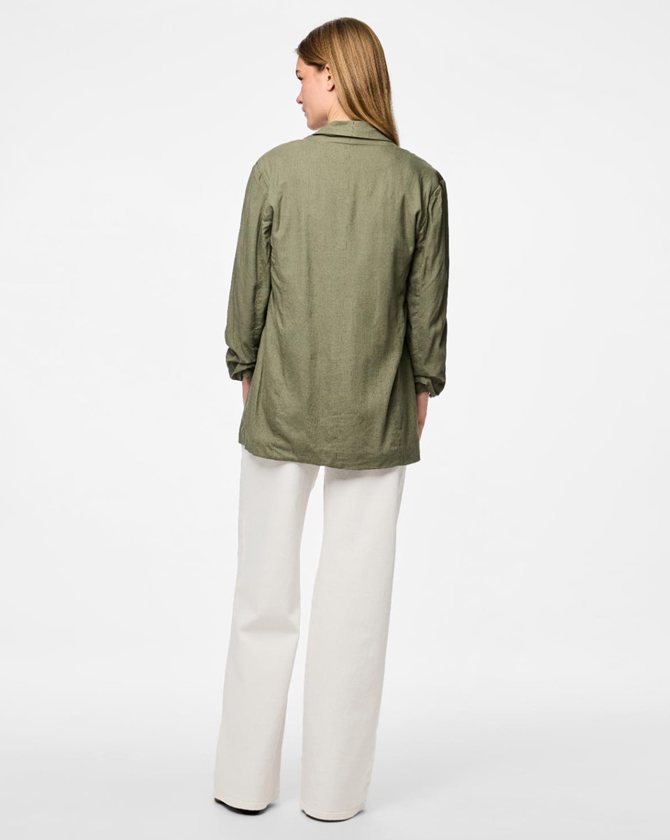 Blazer de linho Verde pardo-4