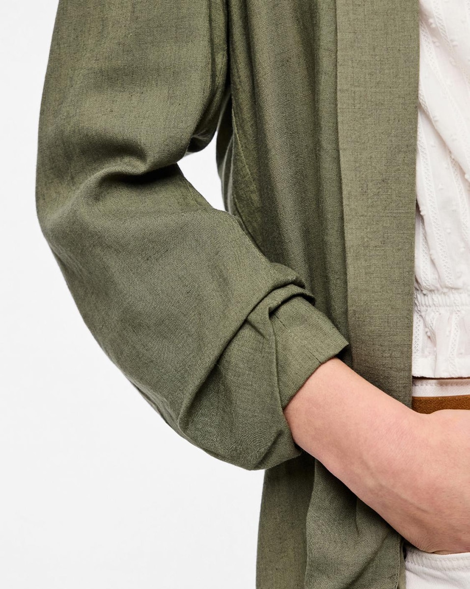 Blazer de linho Verde pardo-5