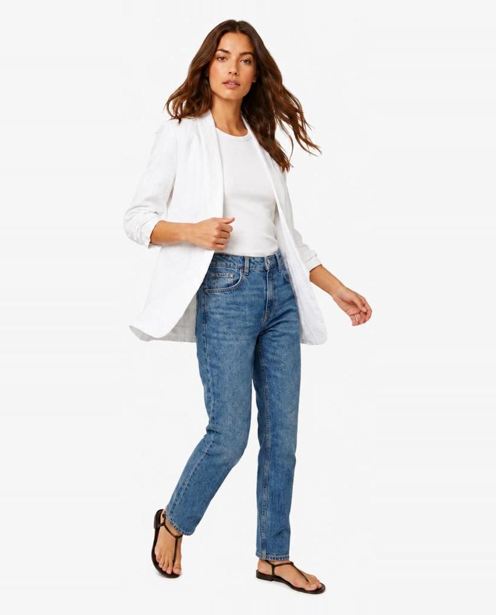 Blazer de linho Branco-3