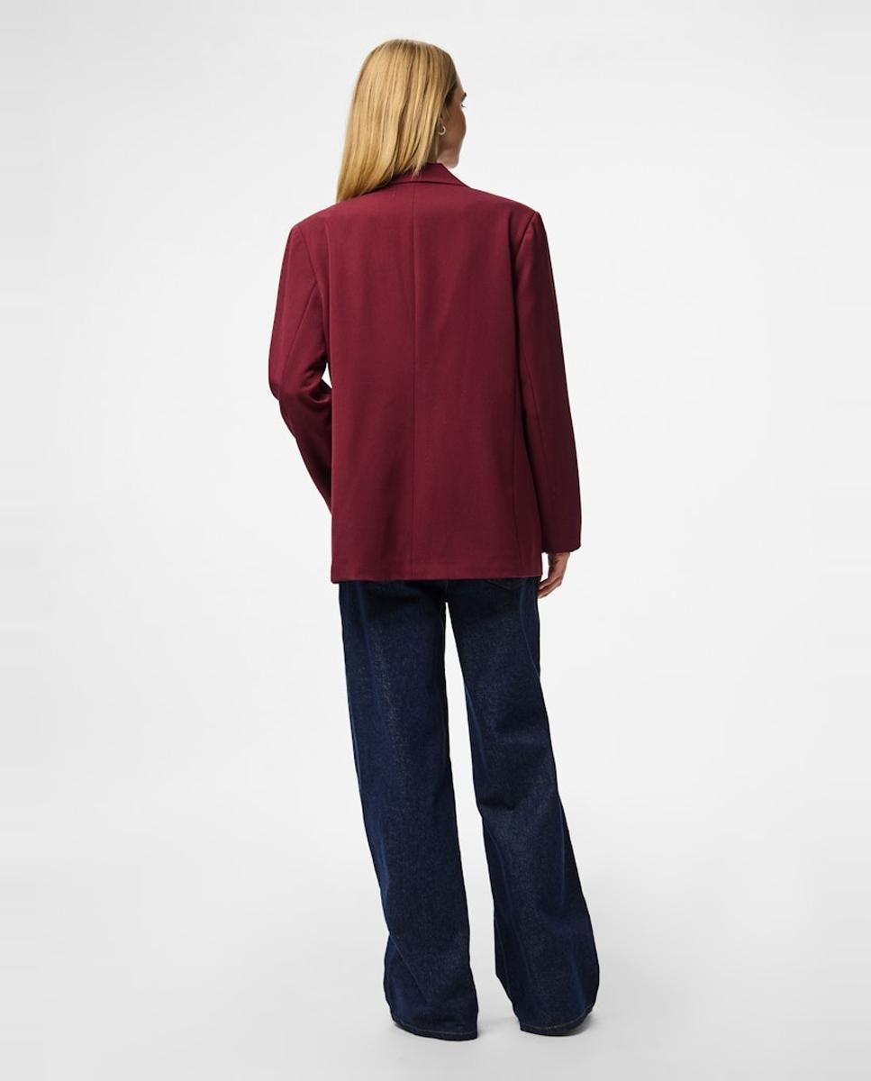 Blazer de Corte Largo Vermelho/Grená-2