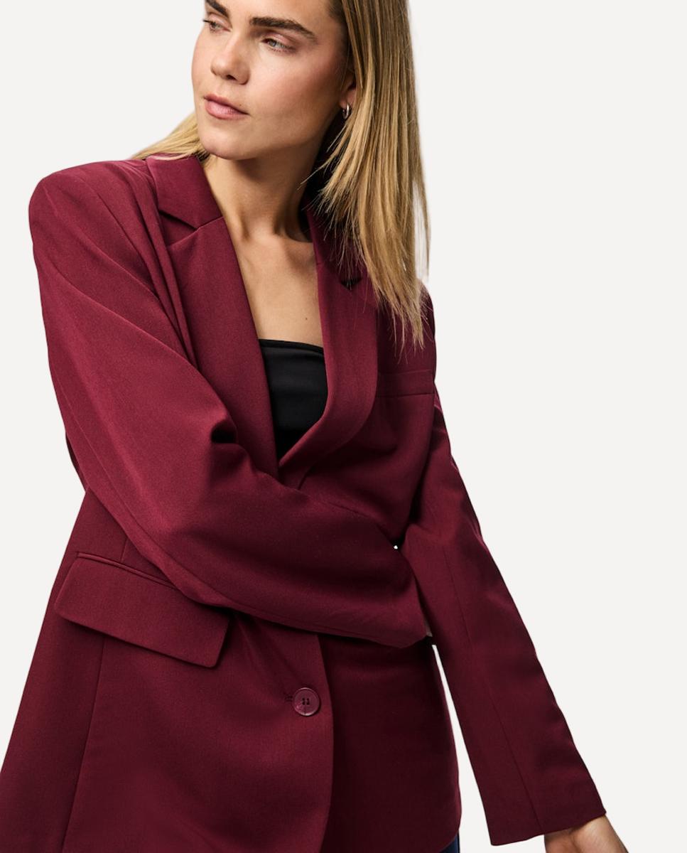 Blazer de Corte Largo Vermelho/Grená-3