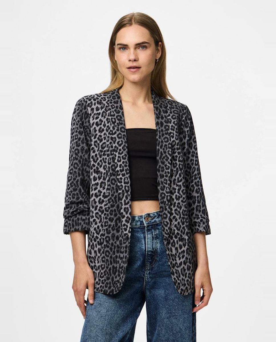 Imagem 0 de Blazer Estampado com Mangas 3/4 e Golas de Lapela