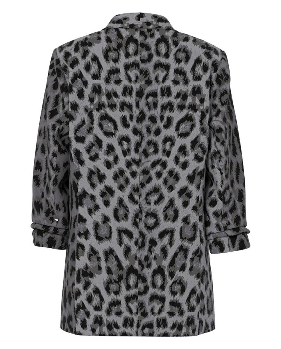 Blazer de mujer estampada con mangas 3/4 y cuellos de solapa - Pieces - Gris Gris-6