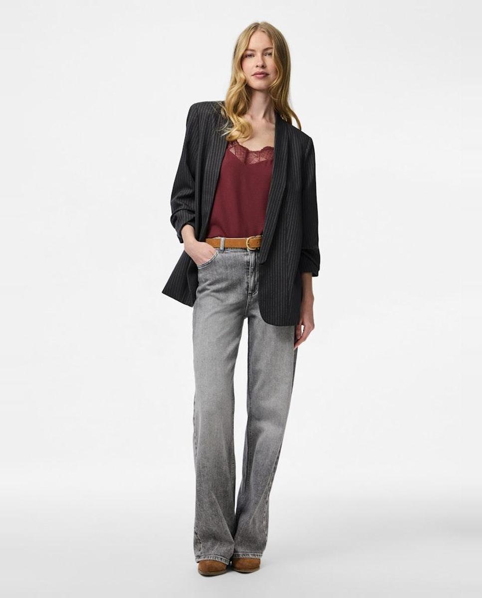 Blazers de raya diplomática de mujer - Pieces - Gris oscuro Gris oscuro-2