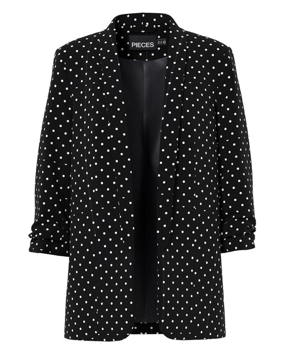 Blazer Estampado com Mangas 3/4 e Golas de Lapela Preto-4