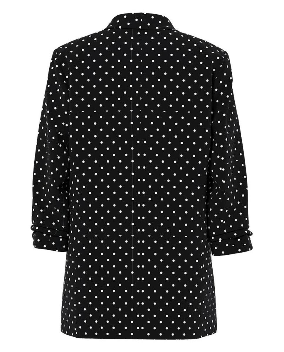 Blazer Estampado com Mangas 3/4 e Golas de Lapela Preto-5