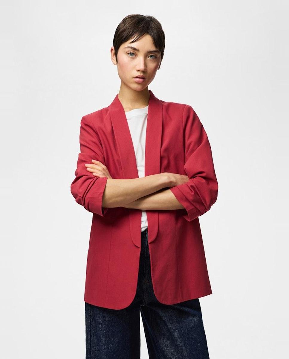 Imagem 0 de Blazer com mangas 3/4 e gola de lapela