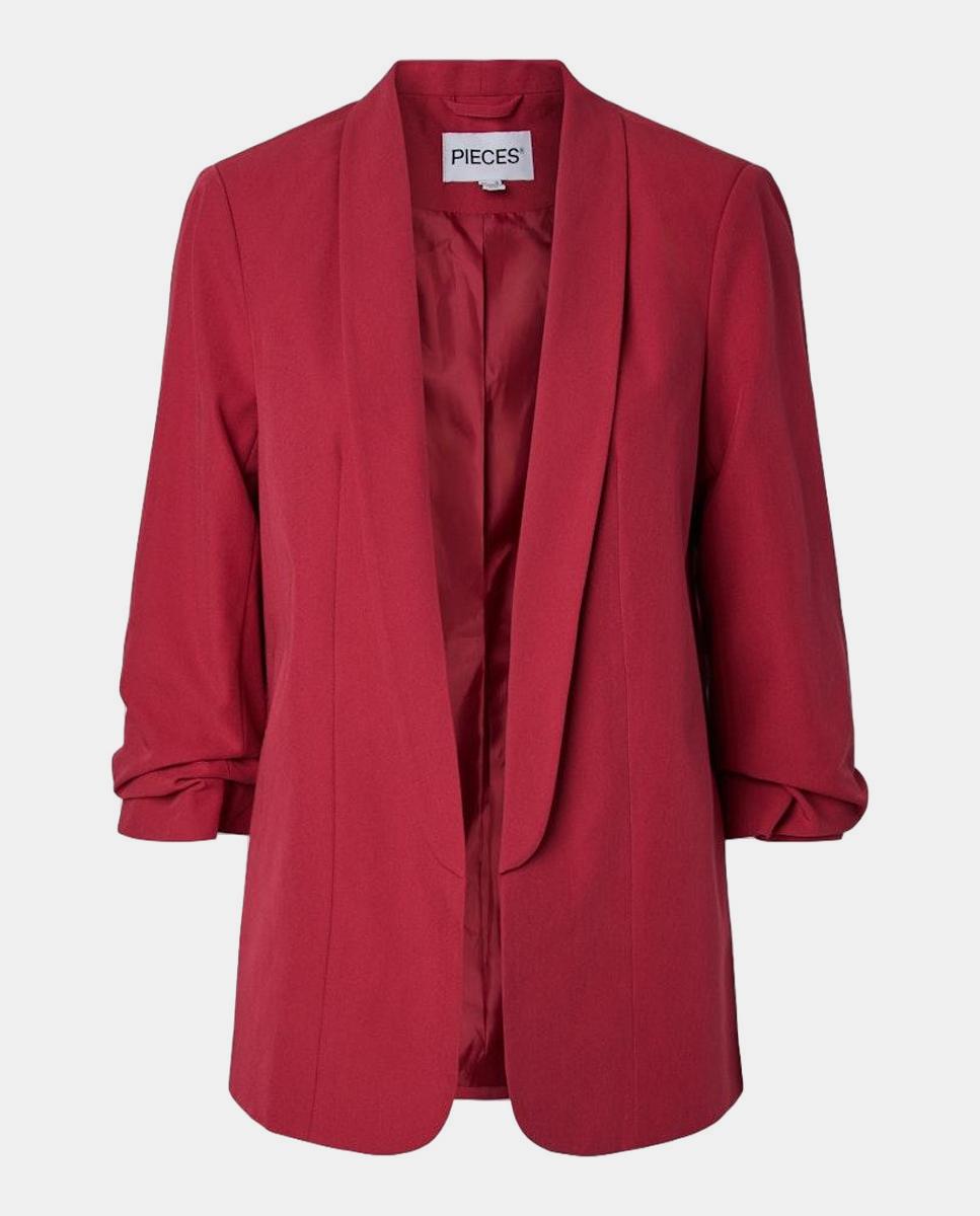 Blazer de mujer con mangas 3/4 y cuellos de solapa - Pieces - Rojo Rojo-4