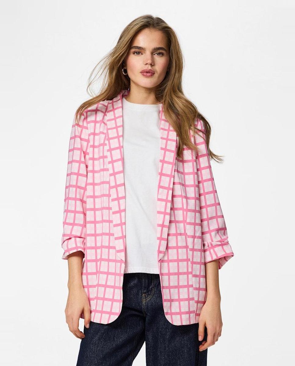 Imagem 0 de Blazer Estampado com Mangas 3/4 e Golas de Lapela