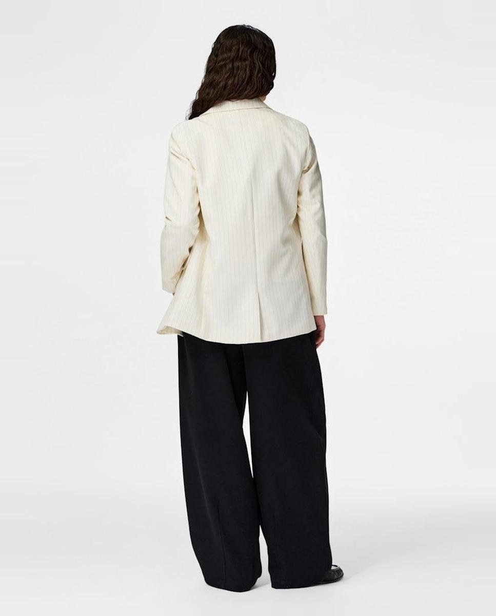 Blazer de mulher com risca diplomática Bege-2