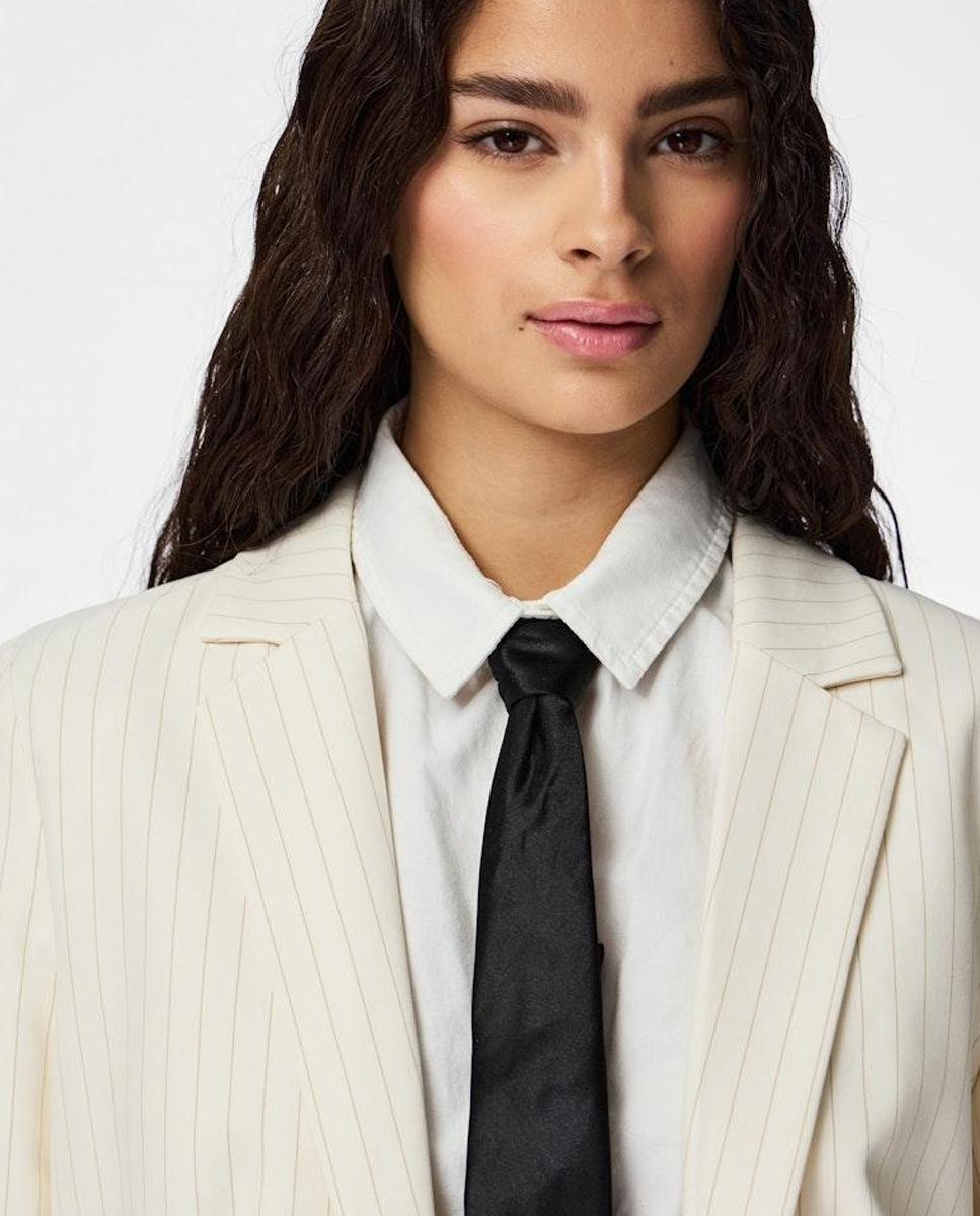 Blazer de mulher com risca diplomática Bege-3