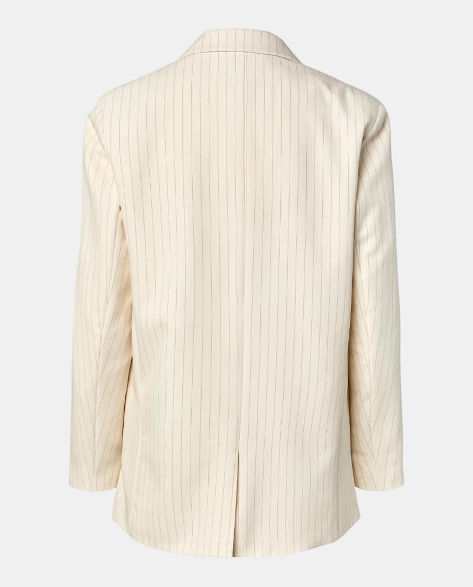 Blazer de mulher com risca diplomática Bege-5