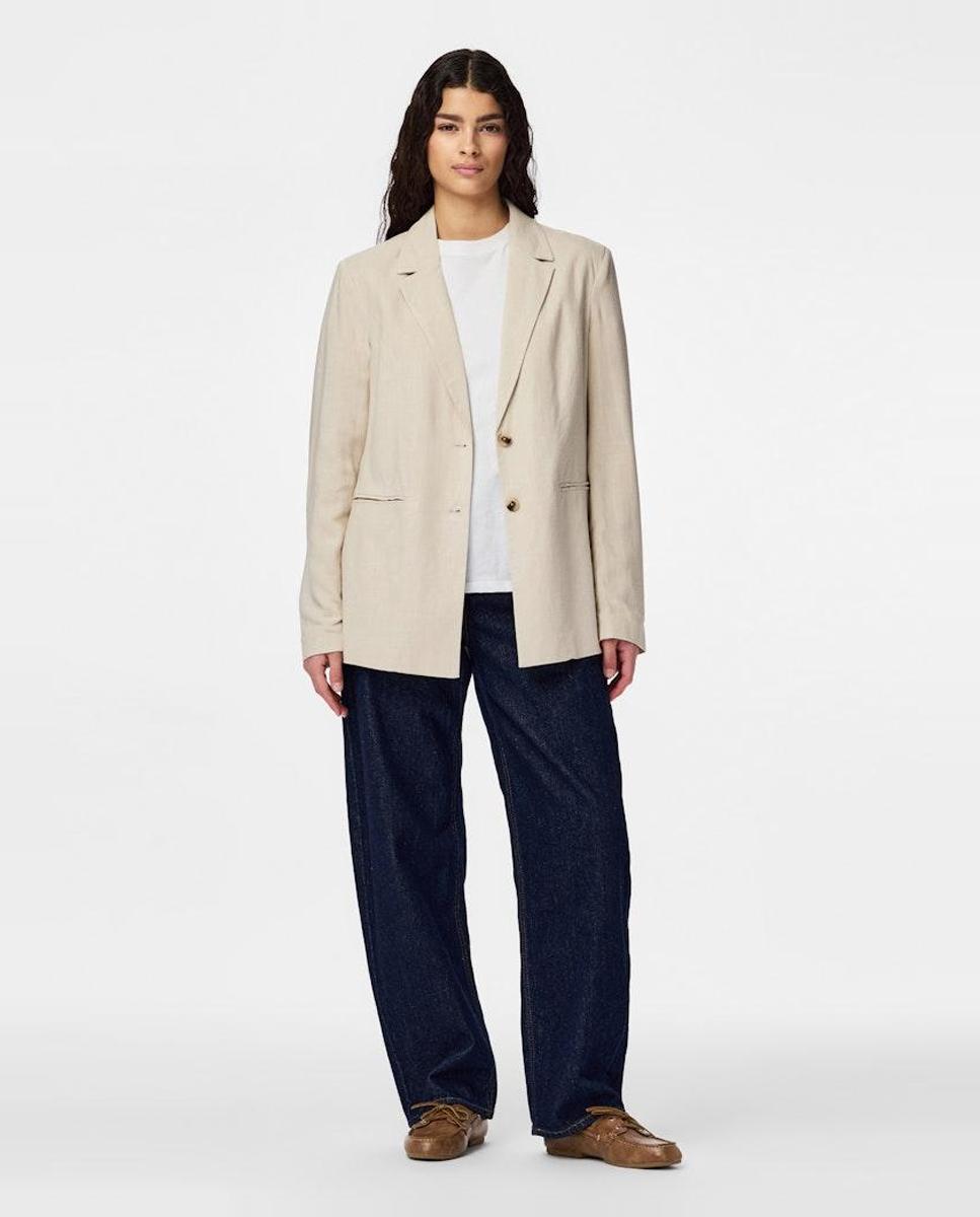 Blazer de linho Bege-8