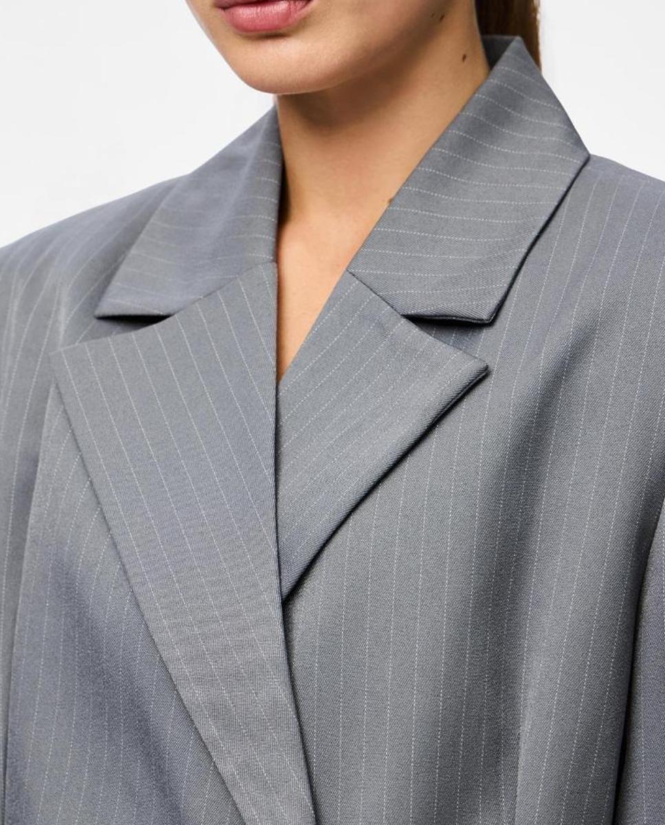 Blazer Assimétrico com Risca Diplomática Cinzento-3