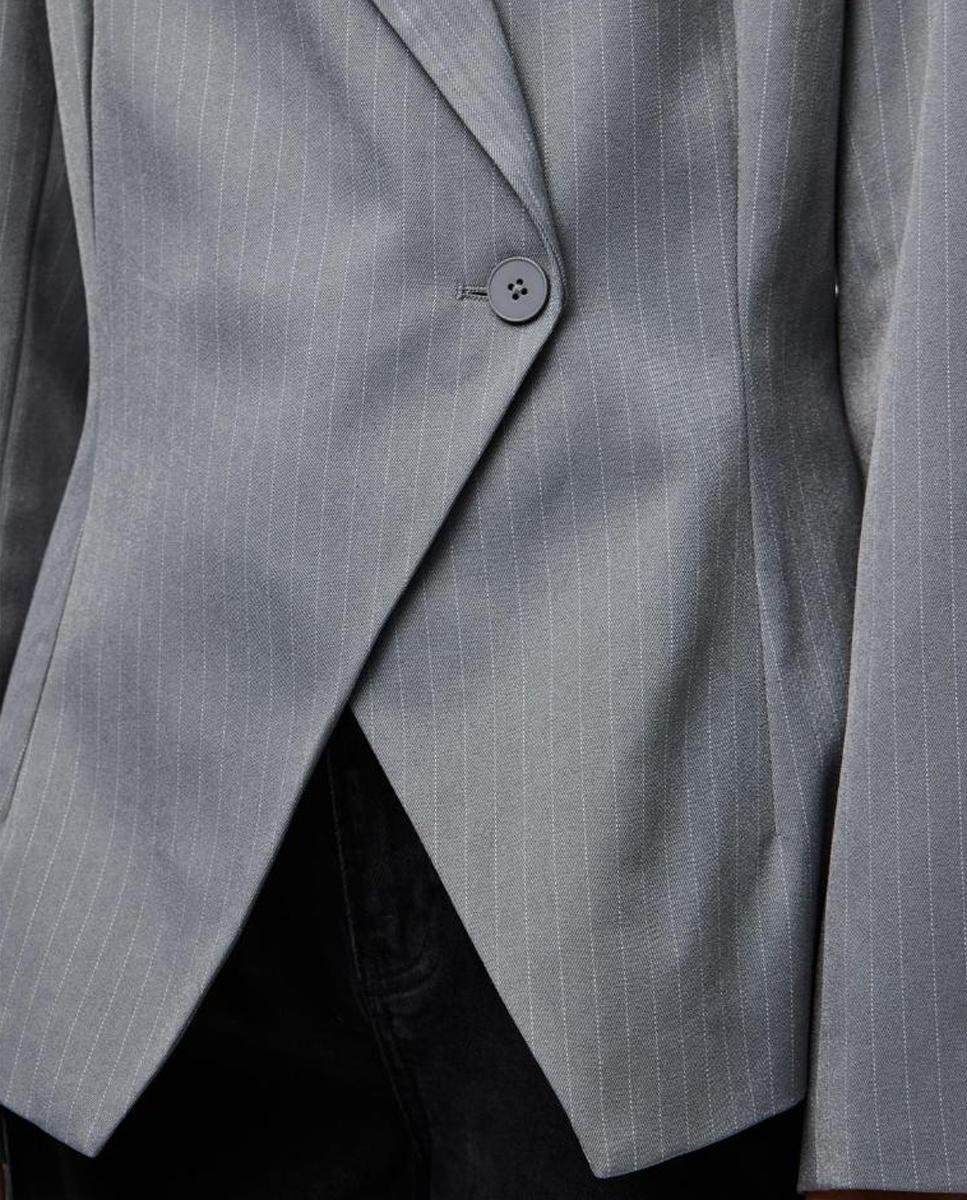 Blazer Assimétrico com Risca Diplomática Cinzento-4