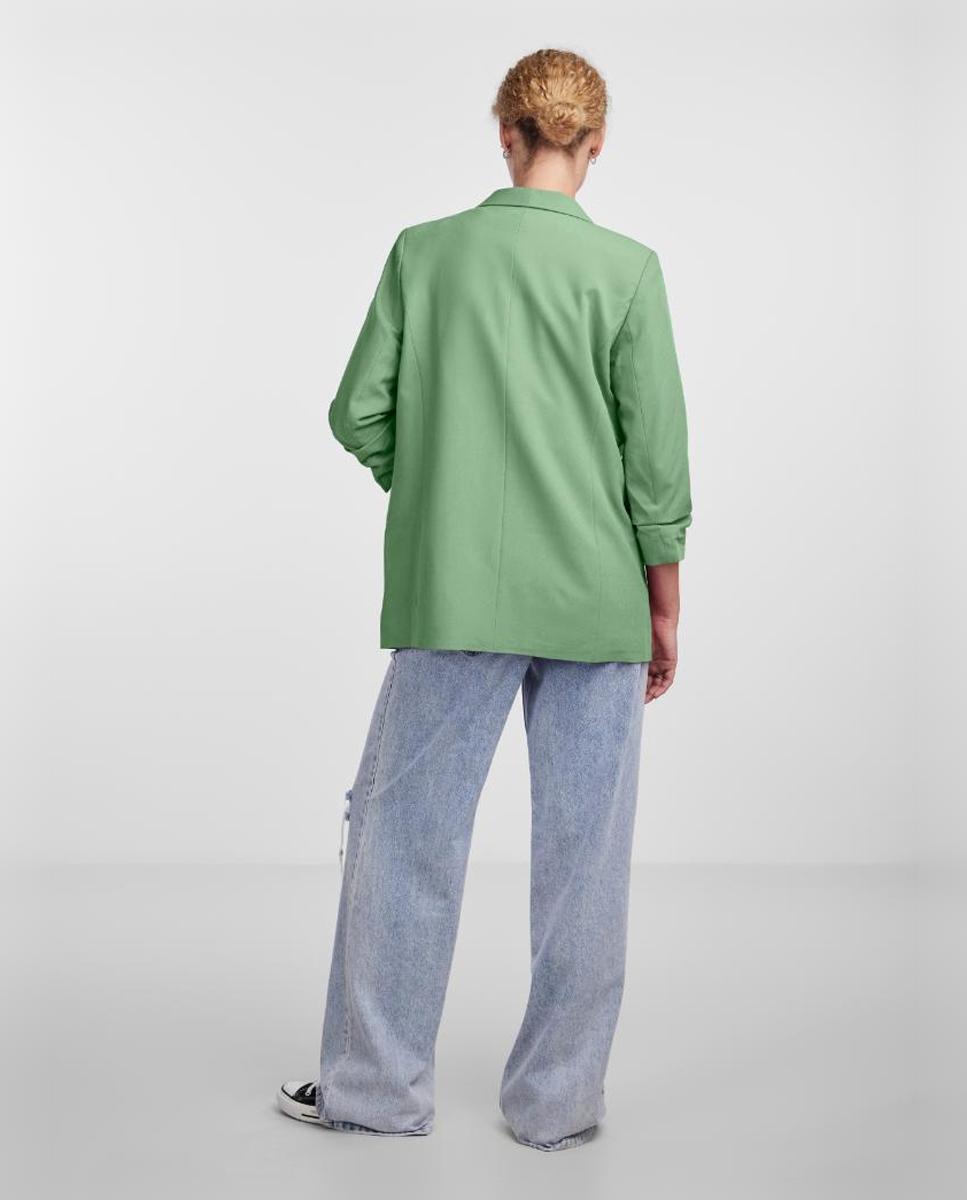 Blazer com mangas 3/4 e gola de lapela Verde-claro-2