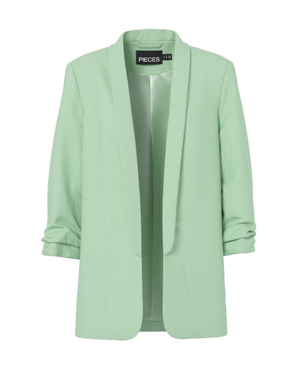 Blazer com mangas 3/4 e gola de lapela Verde-claro-5