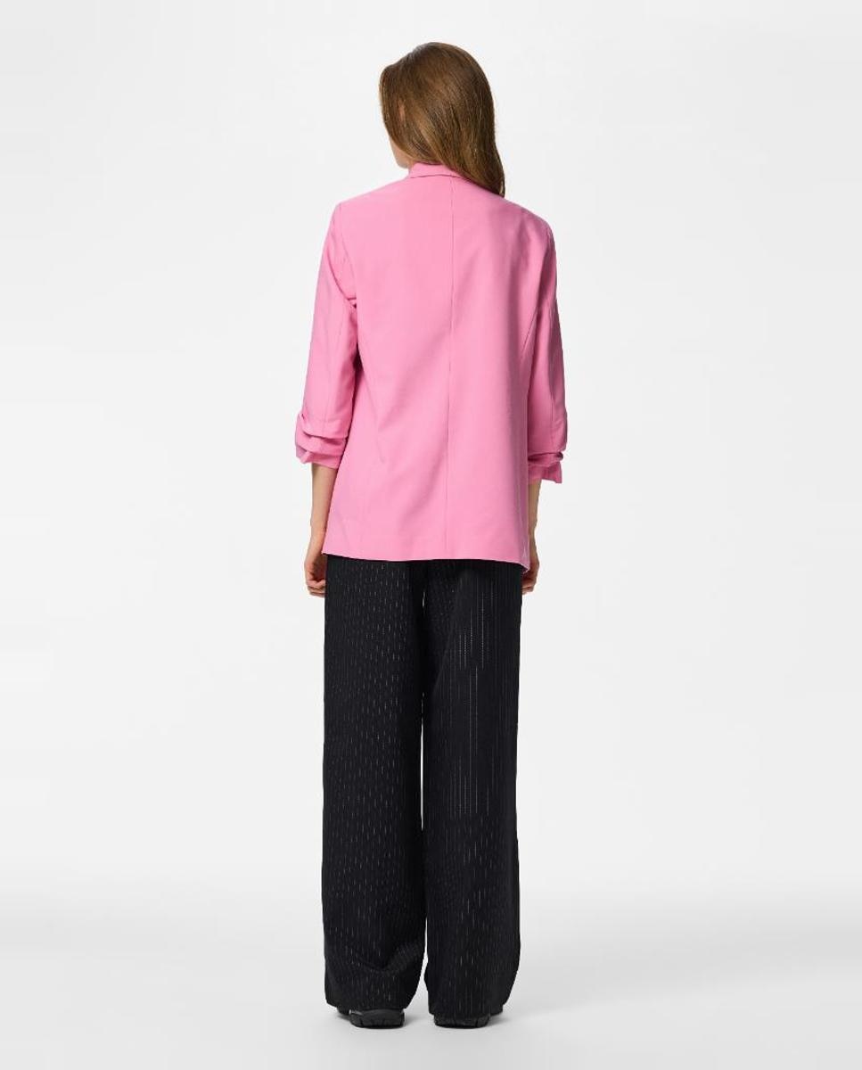 Blazer com mangas 3/4 e gola de lapela Rosa-2