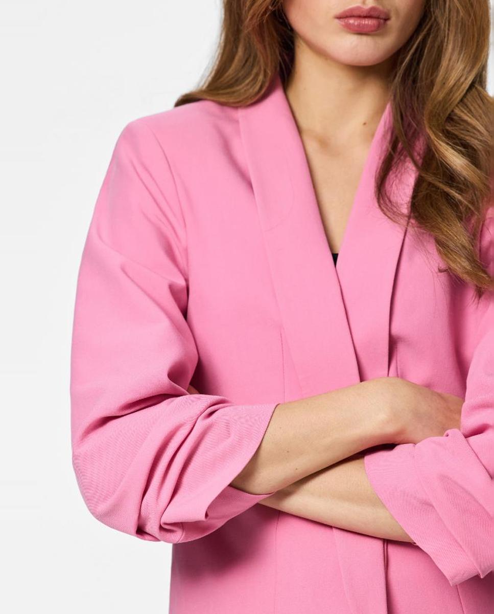 Blazer com mangas 3/4 e gola de lapela Rosa-4
