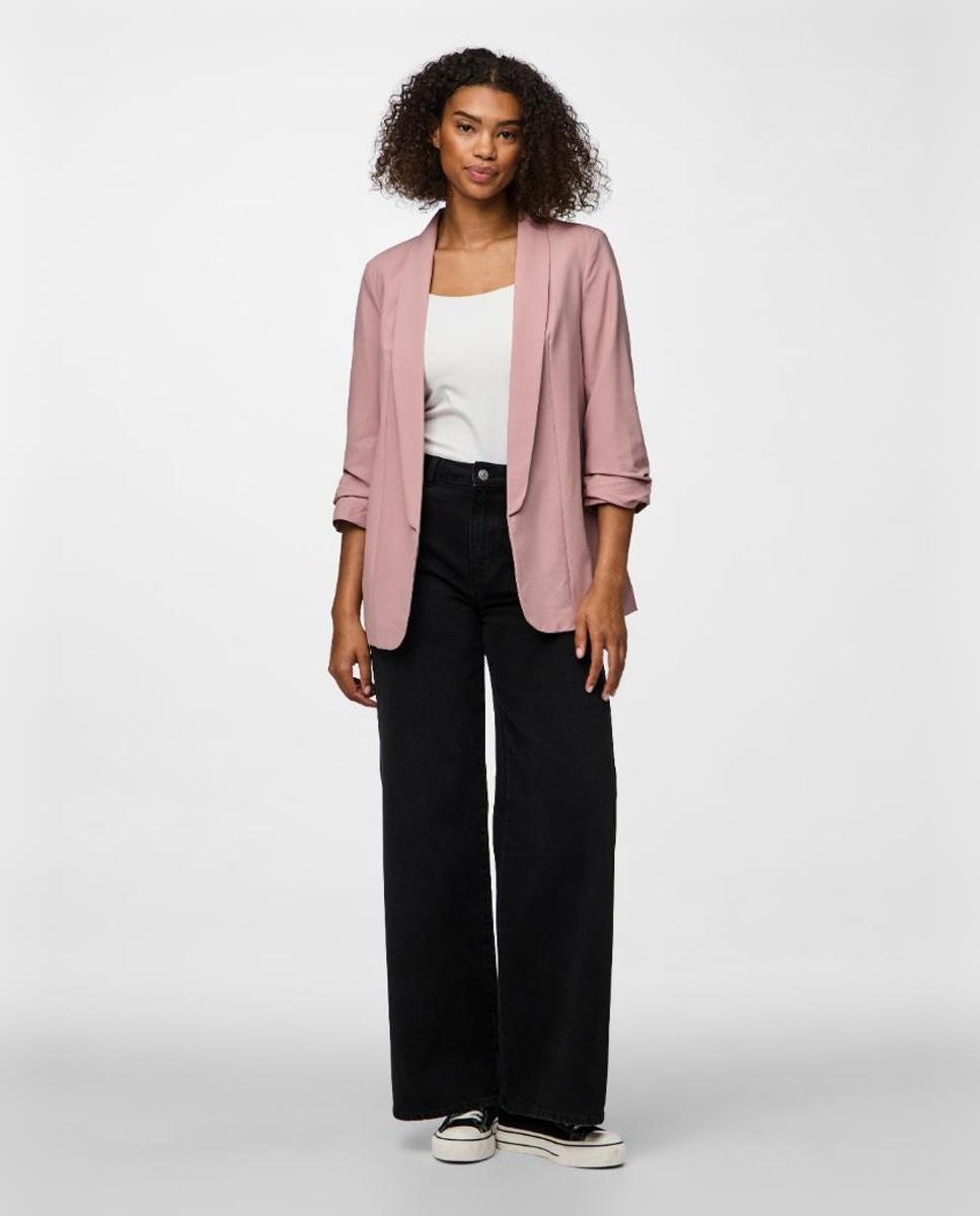 Blazer com mangas 3/4 e gola de lapela Rosa-claro-6