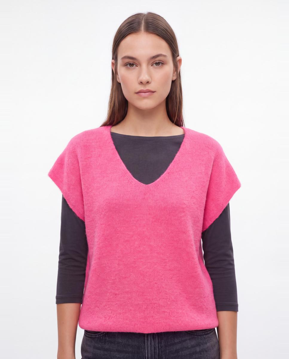 Imagen 1 de Chaleco de mujer de punto - Pieces - Fucsia Fucsia