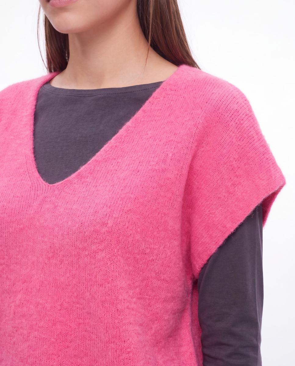 Imagen 3 de Chaleco de mujer de punto - Pieces - Fucsia Fucsia