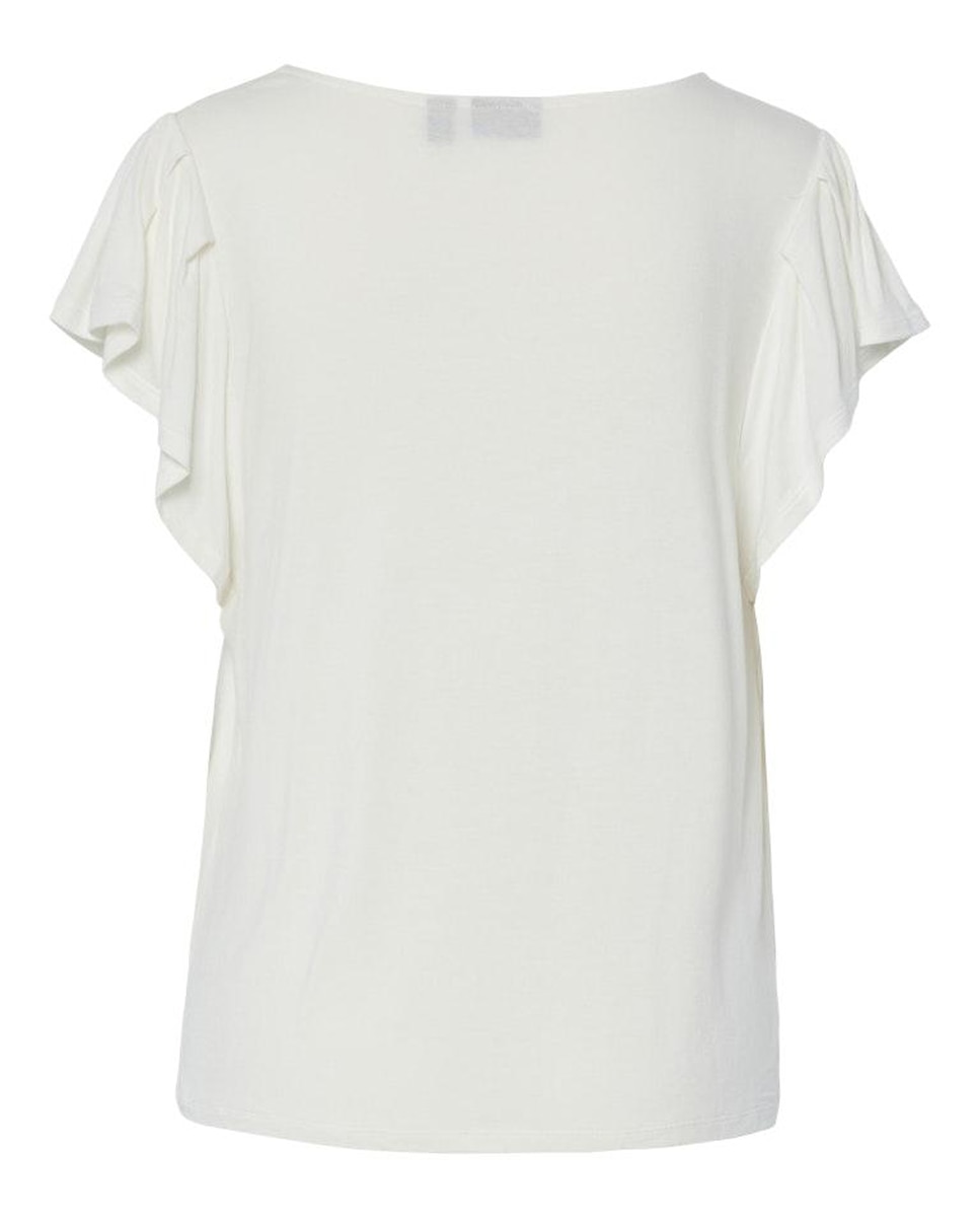 T-shirt de Manga Curta e Decote em Bico Branco-6