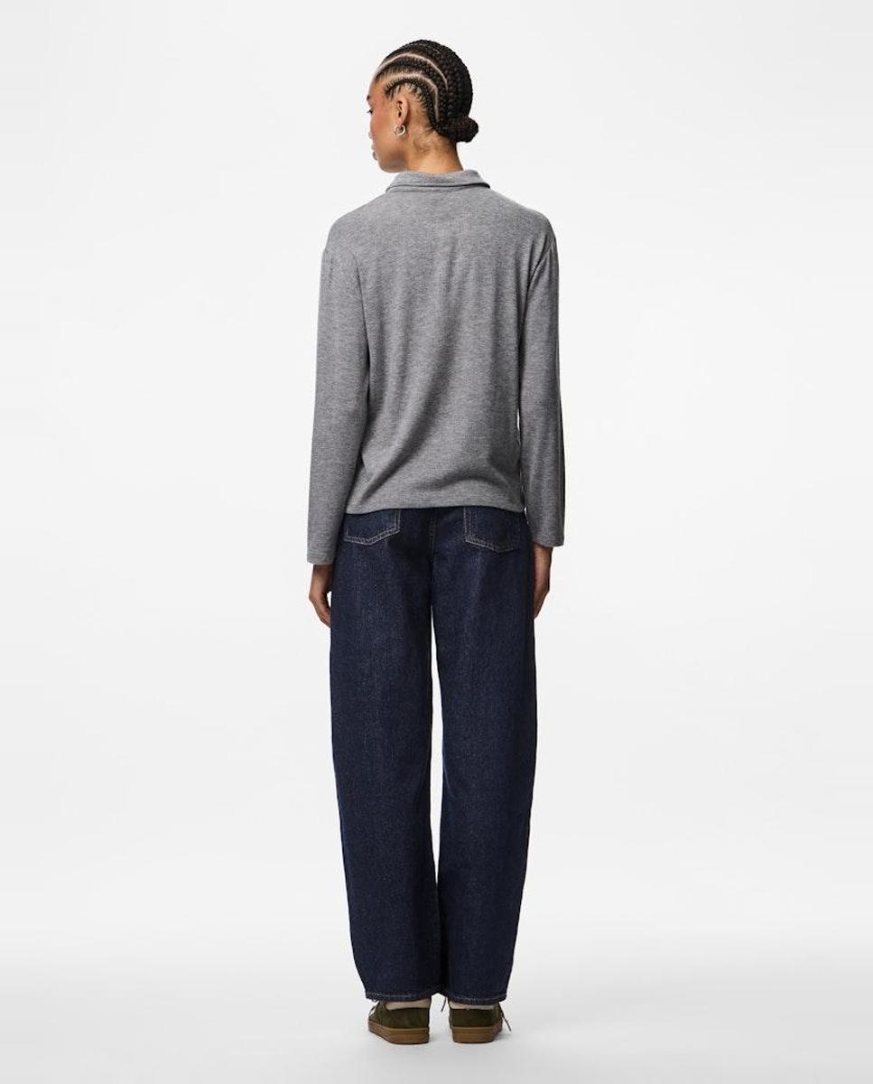 Polo de punto de mujer - Pieces - Gris claro Gris claro-2