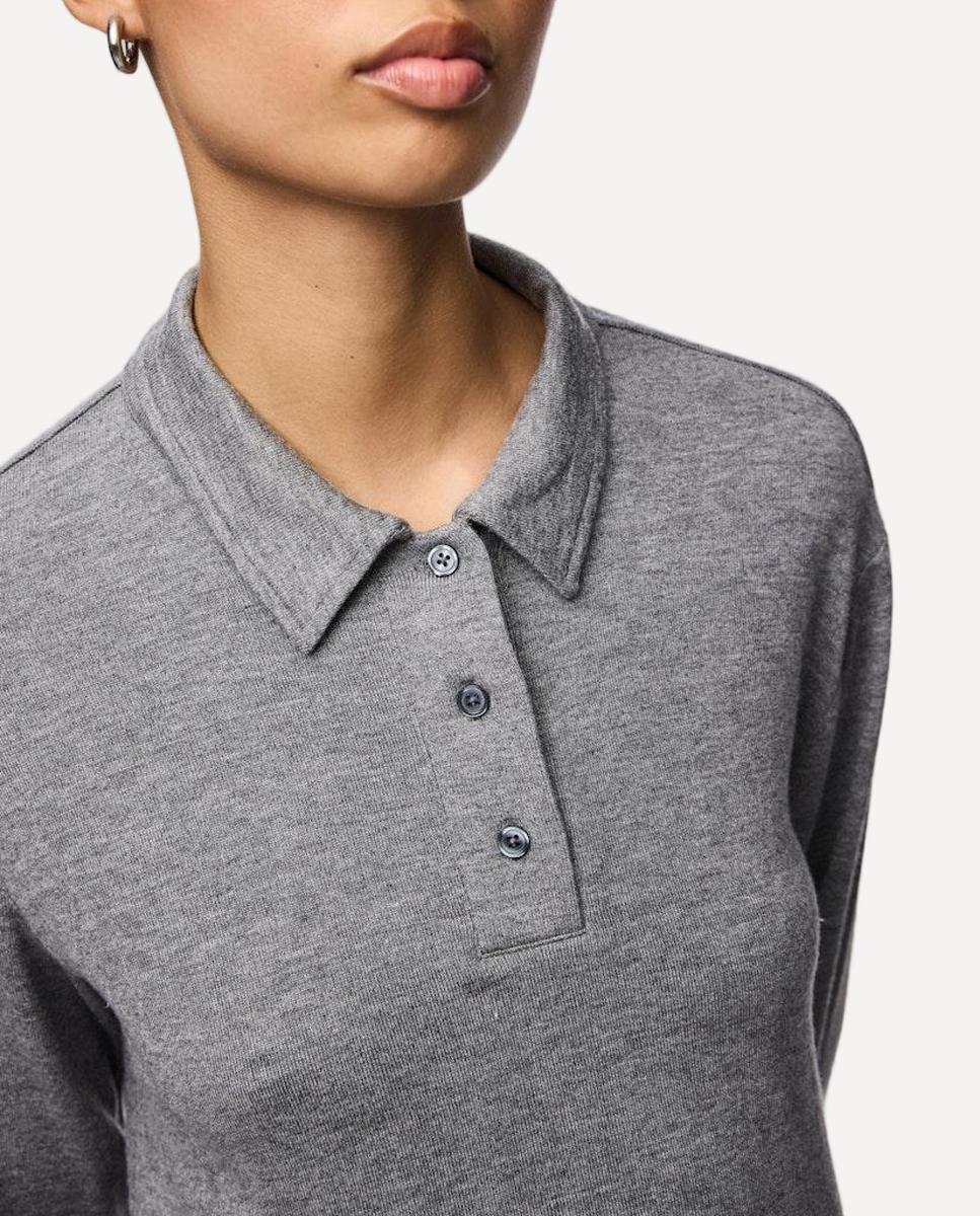 Polo de punto de mujer - Pieces - Gris claro Gris claro-3