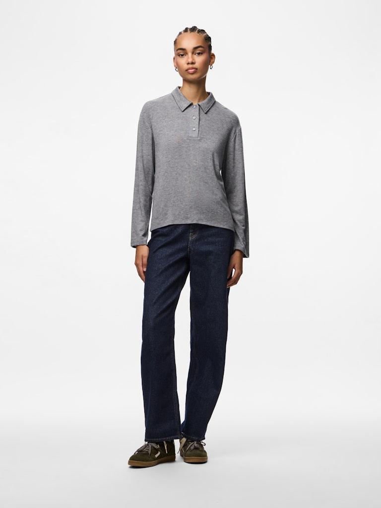 Polo de punto de mujer - Pieces - Gris claro Gris claro-6