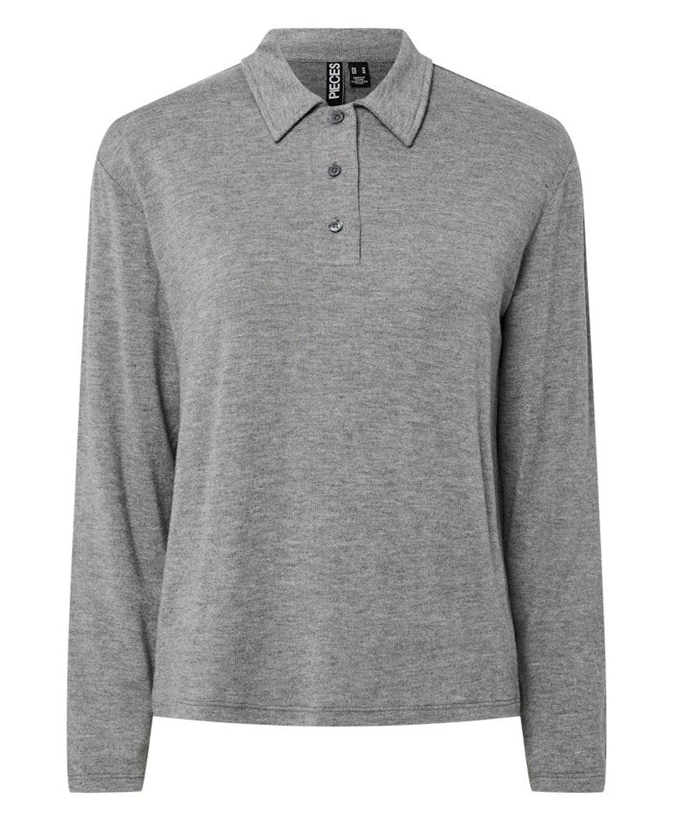 Polo de punto de mujer - Pieces - Gris claro Gris claro-4