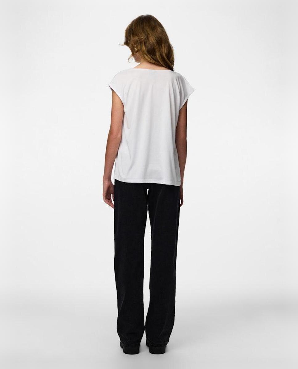 Camiseta de pico y encaje de mujer - Pieces - Blanco Blanco-3