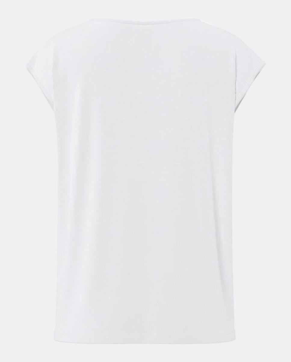 Camiseta de pico y encaje de mujer - Pieces - Blanco Blanco-7