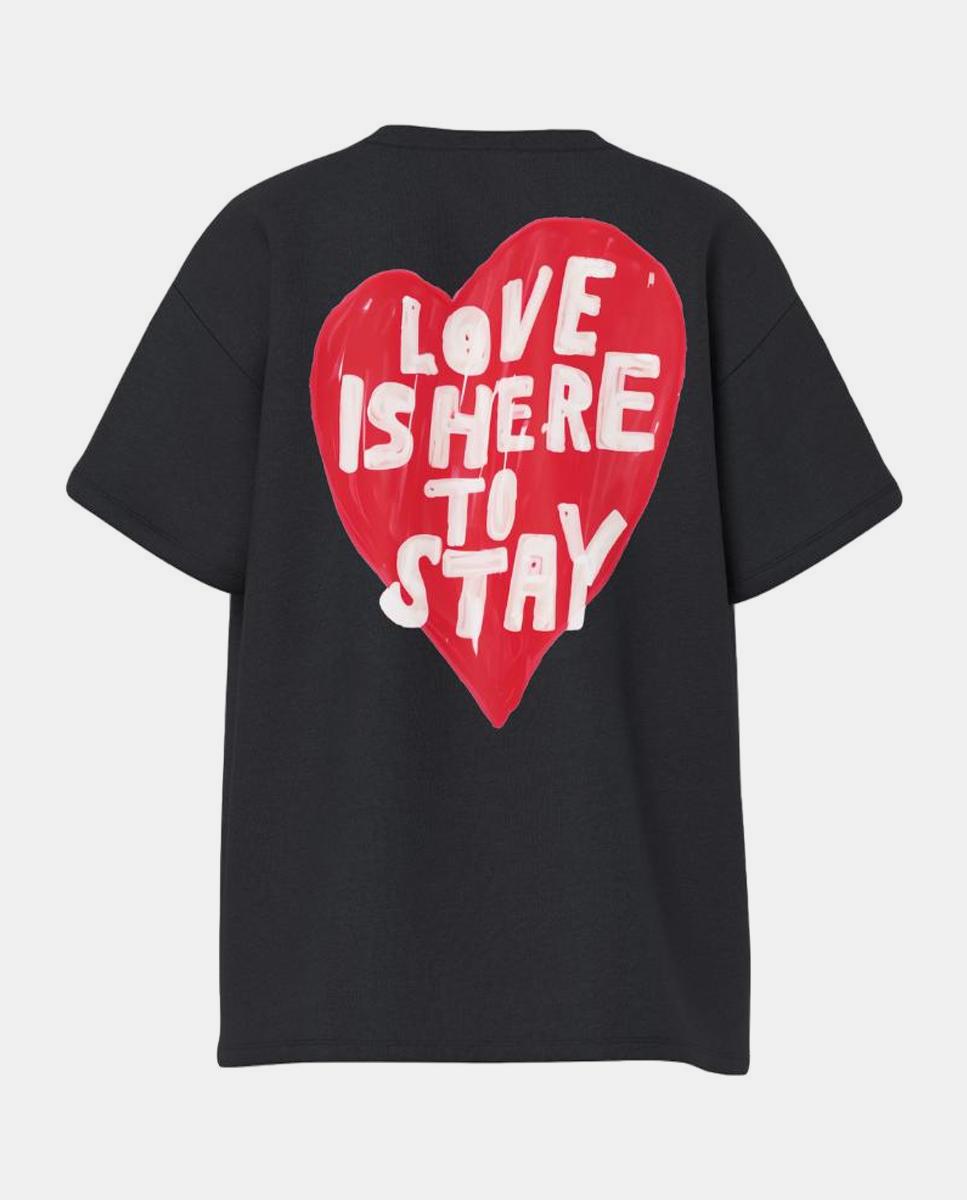 T-shirt Oversize com Estampado de Coração Preto-6
