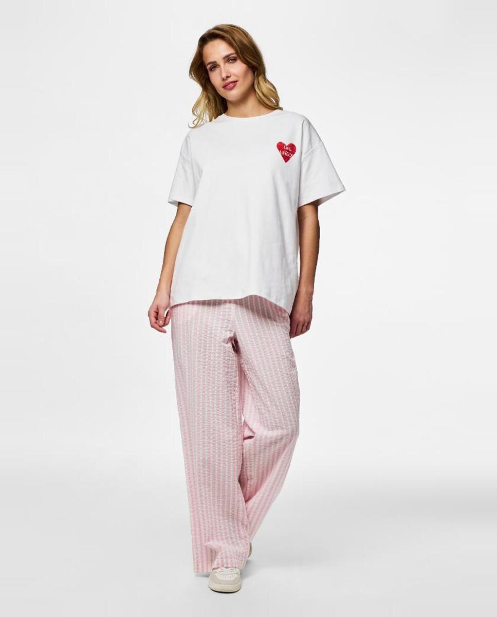 T-shirt Oversize com Estampado de Coração Branco-7