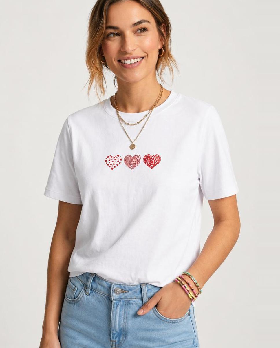 Imagem 0 de T-shirt de Manga Curta com Estampado de Corações