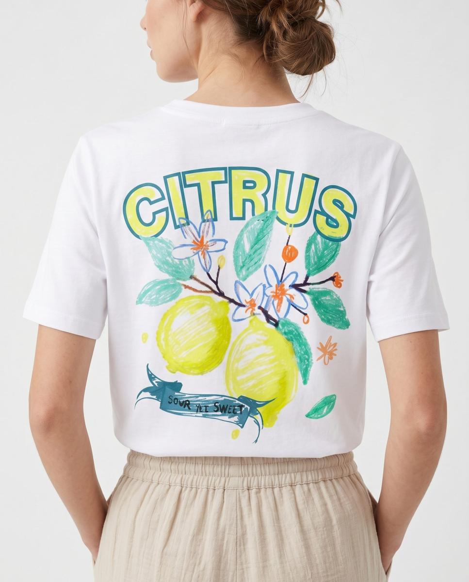Blusa de manga curta com estampado de flores Amarelo-4