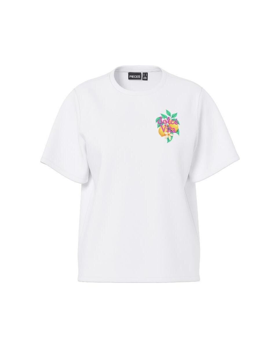 T-shirt de manga curta de mulher Branco-5
