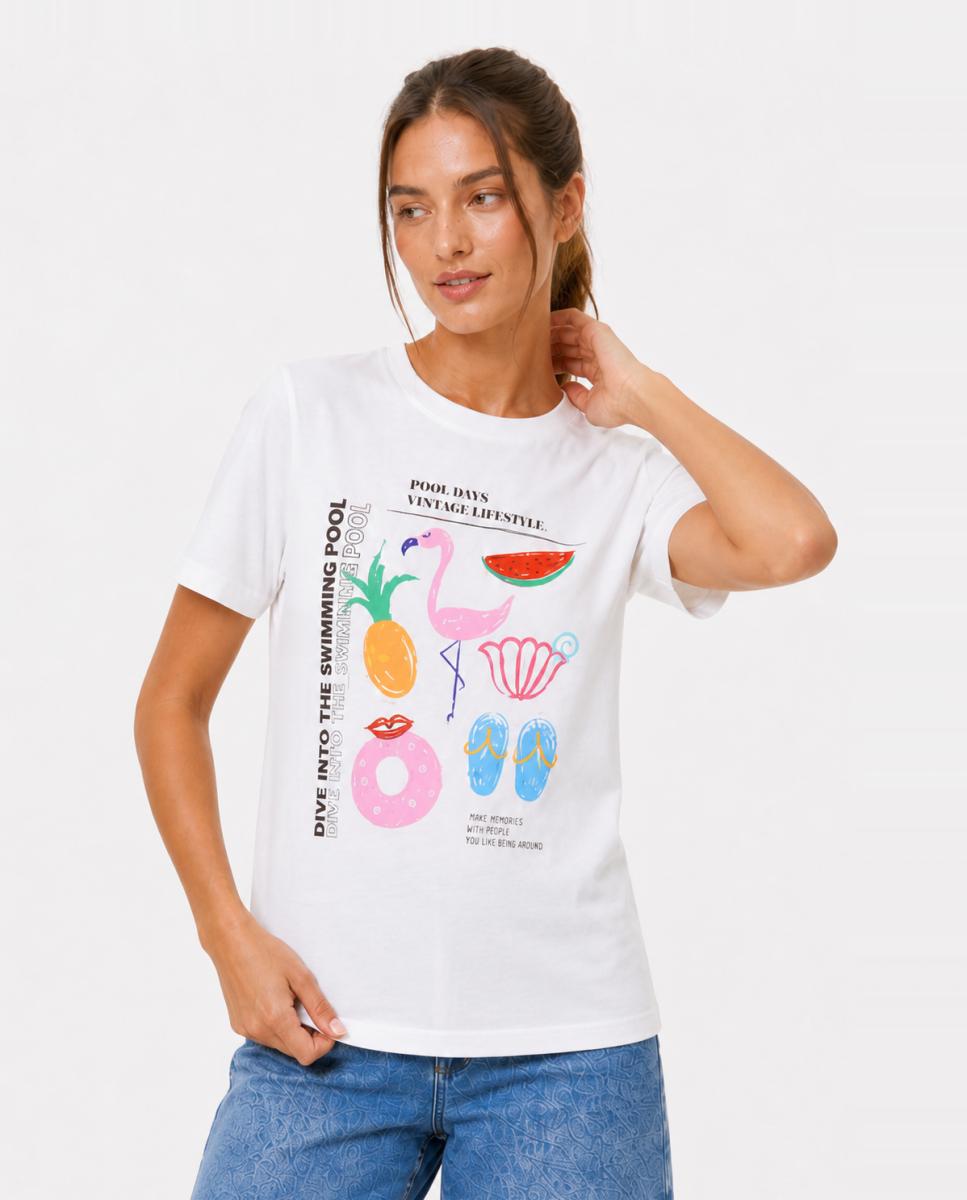 Pieces - Camiseta de manga corta de mujer.