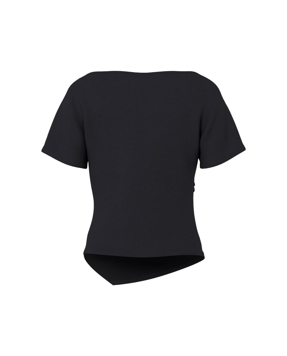 T-shirt de Manga Curta Assimétrica Preto-5