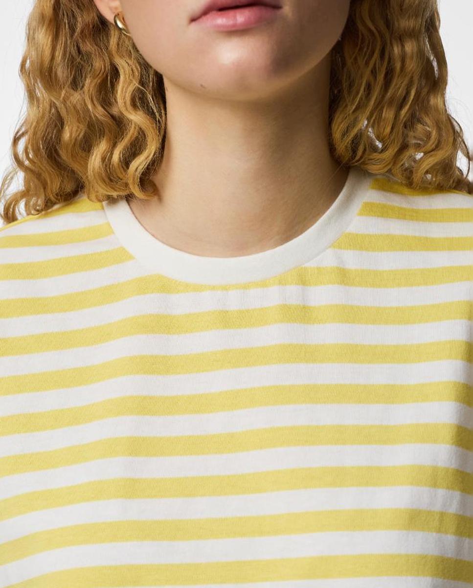 T-shirt às Riscas com Manga Curta Amarelo-4