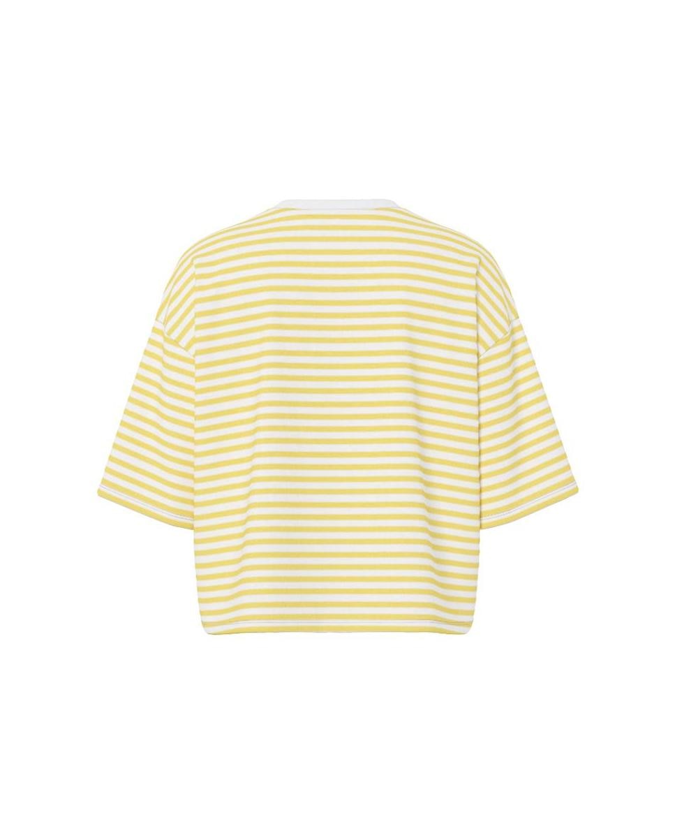 T-shirt às Riscas com Manga Curta Amarelo-6