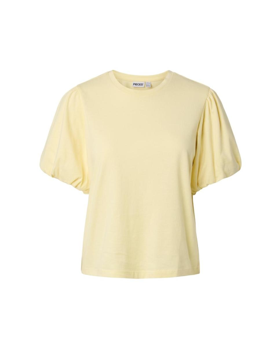 T-shirt de manga curta com decote redondo. Amarelo-5
