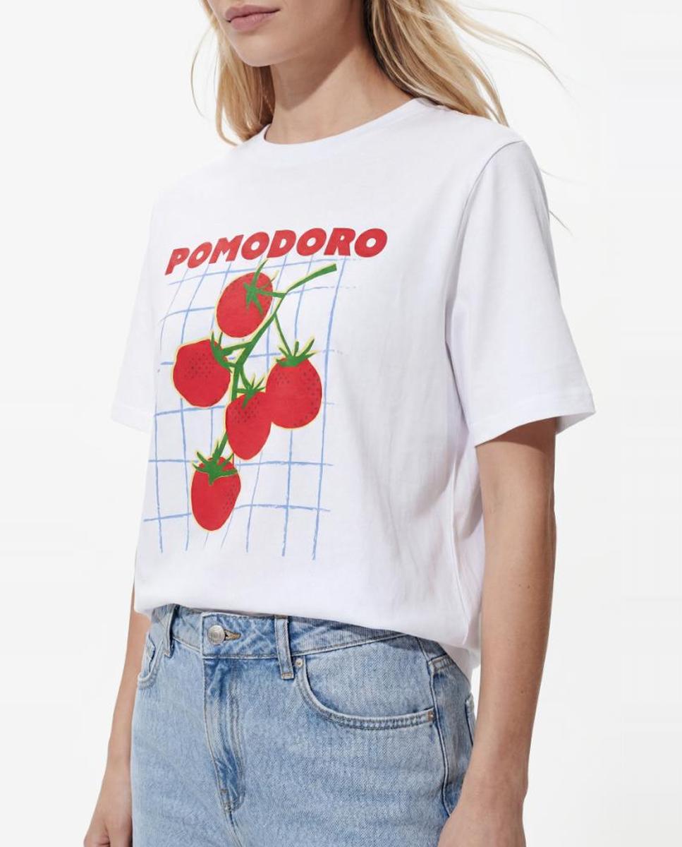T-shirt de manga curta com decote redondo Branco-4