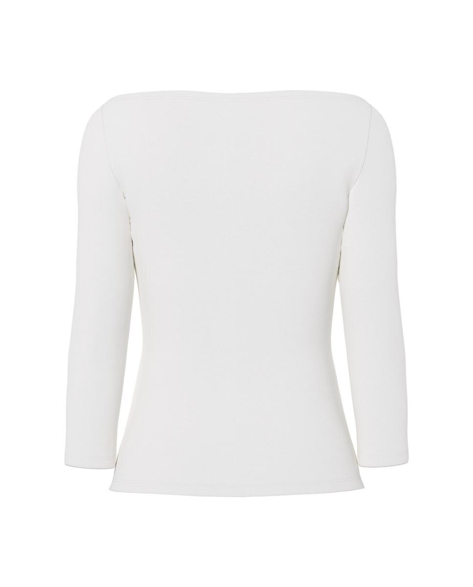 T-shirt com Decote à Barco e Manga 3/4 Branco-5